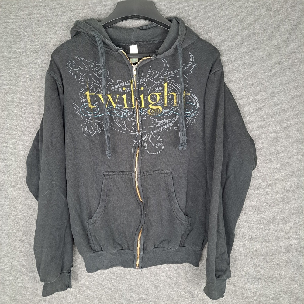 Tultex Twilight Zip Hoodie Small Black Movie Promo Are You Afraid Distressed